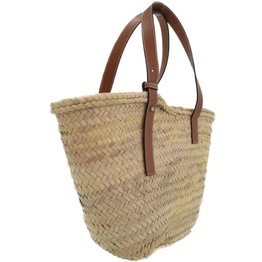 Loewe Bag Paula Tan calfskin woven leather leaf anagram palm Basket Ibiza